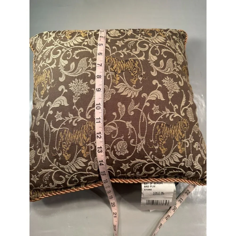 Dakota Bay Bengal Tiger Brocade Decorative Pillow Motif Rope Cushion Home